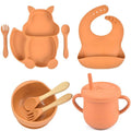 Kit 8 Pcs, Prato Formato Esquilo Com Ventosa, Babador, Conjunto Alimentação Para Bebê